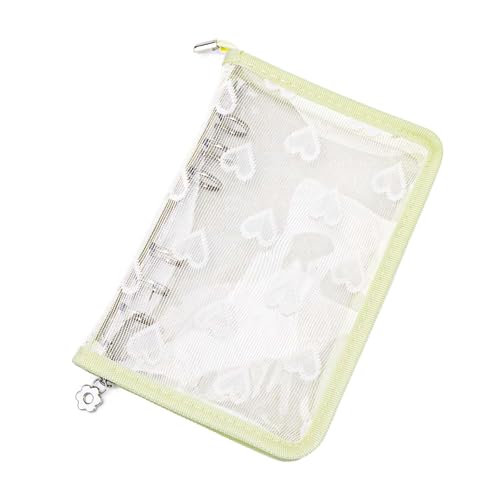 A6 Budget-Ordner-Einband, transparenter PVC-Reißverschluss, 6 Ringe, Liebe, Herz, Spitze, Dekor, nachfüllbar, Notizbuch, Schutzhülle für Planer, Tagebuch, Ordner, Alben, Organizer (Gelb, A6) von MEI YI TIAN
