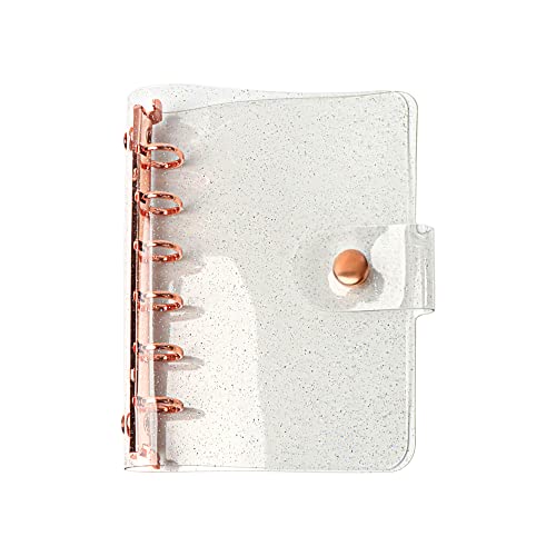 A7 Weiche PVC Binder Cover Glitzer Rose Gold Nachfüllbar Budget Binder 6 Löcher Lose Blatt Notebook Binders Runder Ring Persönlicher Planer Seiten Schutz mit Druckknopfverschluss Dateiordner von MEI YI TIAN