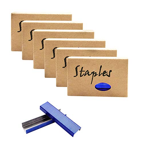 Blaues Standard-Klammer-Set, 26/6, 12 mm breit, 1000 Stück pro Box, 6 Boxen/Packung, 6000 Heftklammern für Büro, Schule, Zuhause, Heftklammern, Nachfüllpackungen (6 Boxen) Blau von MEI YI TIAN
