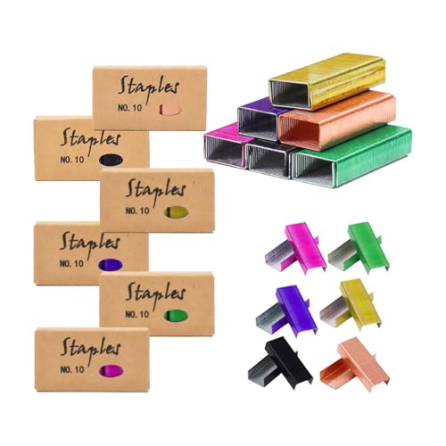 Bunte Nr. 10 Heftklammern, 1000 Stück pro Box, 6 Boxen/Packung, 6000 Stück, Nr. 10, Mini-Heftklammern, Nachfüllpack für Büro-Mini-Heftgerät (gemischte Heftklammern) von MEI YI TIAN