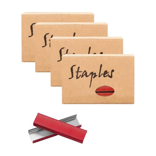 Heftklammer-Set, 26/6 Standard, 12 mm breit, 1000 Stück, 4 Boxen/Packung, 4000 Heftklammern für Büro, Schule, Zuhause, Heftklammern, Nachfüllpackungen (4 Boxen, rot) von MEI YI TIAN