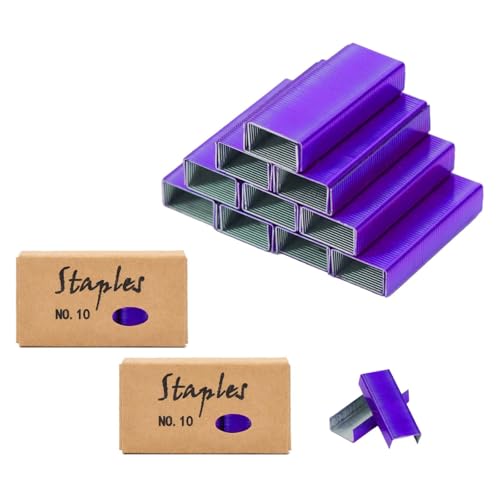 Lila Nr. 10 Mini-Heftklammern, Nachfüllpackung, 1000 Stück pro Box, 2 Boxen/Packung, 2000 Stück, Nr. 10, farbige Heftklammern für Büro-Mini-Heftgerät (violette Heftklammern) von MEI YI TIAN