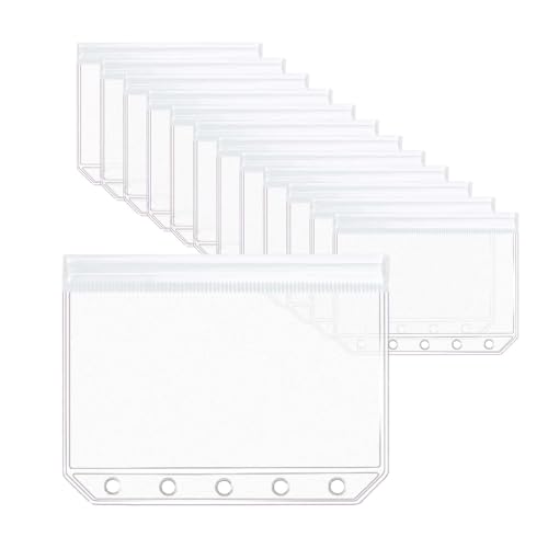 MEI YI TIAN 12 Stück A8 mattierte Ordnertaschen PVC Geldumschläge 6 Löcher Reißverschluss M5 Bindereinlagen Fotohüllen für 5 Ringbuchkarten, Rechnungen MEI YI TIAN 12 Stück A8 mattierte Ordnertaschen PVC Geldumschläge 6 Löcher Reißverschluss M5 Bindereinlagen Fotohüllen für 5 Ringbuchkarten, Rechnungen von MEI YI TIAN