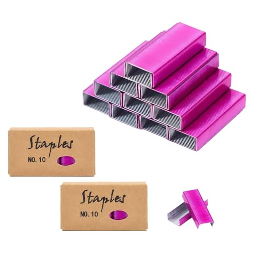 Mini-Heftklammern, Nr. 10, Nachfüllpackung, 2 Boxen/Packung, 2000 Stück, Nr. 10, farbige Heftklammern für Büro-Mini-Hefter (rosarote Heftklammern) von MEI YI TIAN