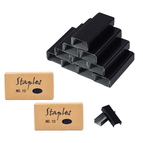 Schwarze Nr. 10 Mini-Heftklammern, Nachfüllpackung, 1000 Stück pro Box, 2 Boxen/Packung, 2000 Stück, Nr. 10, farbige Heftklammern für Büro-Mini-Heftgerät (schwarze Heftklammern) von MEI YI TIAN