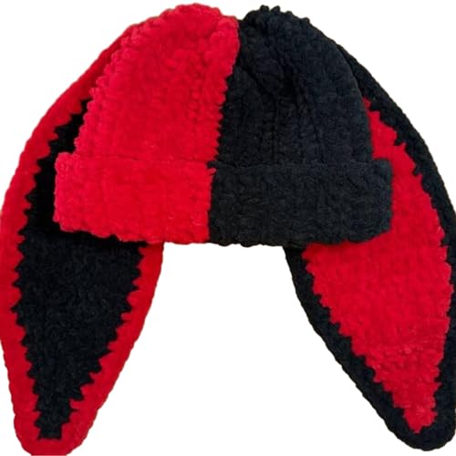 MEIBAOGE Hasenhut mit langen Ohren, Foto-Requisiten, Neujahr, dicke Cartoon-Mütze, Erwachsene und Kinder, gestrickte Hasenohren, lustige Beanie von MEIBAOGE