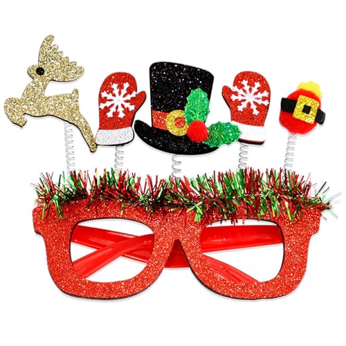 MEIBAOGE Weihnachten Brillenrahmen Glitzer Weihnachten Brille Festival Brillenrahmen für Kostüm Dekorationen und Foto Requisiten von MEIBAOGE