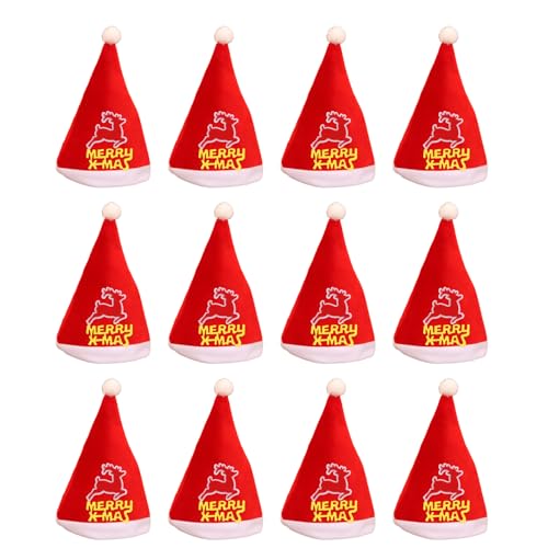 MEIBAOGE Weihnachtsmütze für Erwachsene, Weihnachtsmannmütze mit weißem Gürtel, 12 Stück von MEIBAOGE