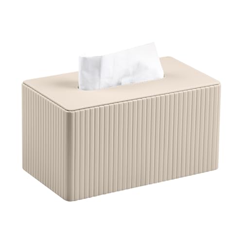 MEIBOOCH Extra große Taschentuchbox-Abdeckung für Taschentücher in Standardgröße von 180 bis 230, PU-Leder, rechteckiger Taschentuchhalter mit Magnetverschluss (Beige) von MEIBOOCH