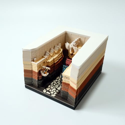 MEICHI 3D Notizblock, nicht verklebt, 3D Papierkunst mit glasklarem Anzeigebox, 11 x 9 x 8 cm, 190 Blätter, 3D Memo Pad mit Licht, Alley von MEICHI