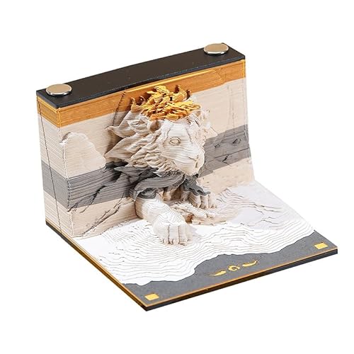 MEICHI 3D Notizblock, nicht verklebt, 3D Papierkunst mit glasklarem Anzeigebox, 8 x 8 x 5,5 cm, 180 Blätter, Tischdeco mit Papiermodell, Wiesenlöwe MEICHI 3D Notizblock, nicht verklebt, 3D Papierkunst mit glasklarem Anzeigebox, 8 x 8 x 5,5 cm, 180 Blätter, Tischdeco mit Papiermodell, Wiesenlöwe von MEICHI