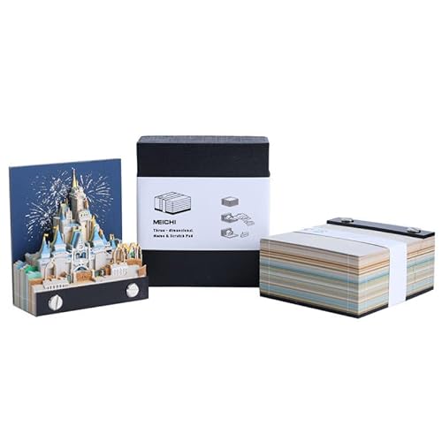 MEICHI 3D Notizblock, nicht verklebt, 3D Schlossmodell Papierkunst mit Anzeigebox glasklar, 9 x 8 x 4 cm, 140 Blätter, Tischdeco MEICHI 3D Notizblock, nicht verklebt, 3D Schlossmodell Papierkunst mit Anzeigebox glasklar, 9 x 8 x 4 cm, 140 Blätter, Tischdeco von MEICHI