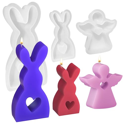 Silikonformen Gießformen, 3 Stück Silikonformen Ostern, Silikonform Hase Ostern, 3D Osterhase Gießformen, Diy Handwerk Backform, für Kuchendekoration, Schokolade, Sojawachskerzen, Oster-Diy-Geschenke von MEIEGOU