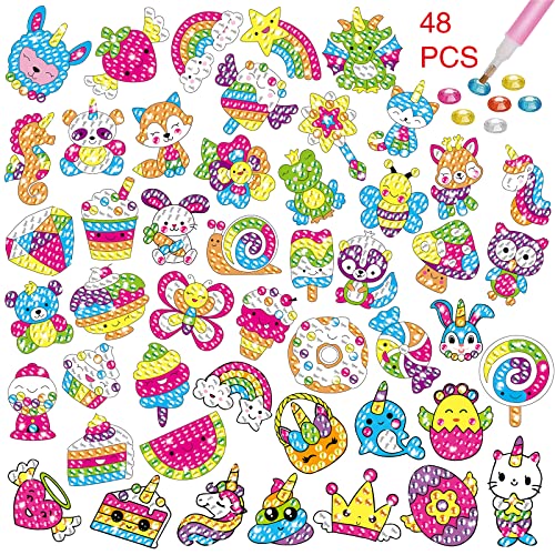 MEIEST 48 Diamand Painting Kinder Set, Tiere, Eiscreme, Mosaik-Aufkleber, Malen nach Zahlen, Set für Kinder, kreatives handgefertigtes (Tiere + Einhorn) von MEIEST