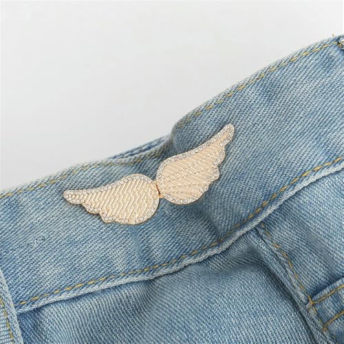 2pcs Knot Adjustable Tightener Waist Buckle for Jeans,No Sewing Required Metal Button Adjuster for Pants and Skirts von MEIFULLE