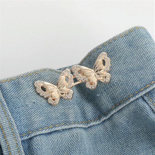 2pcs Knot Adjustable Tightener Waist Buckle for Jeans,No Sewing Required Metal Button Adjuster for Pants and Skirts von MEIFULLE