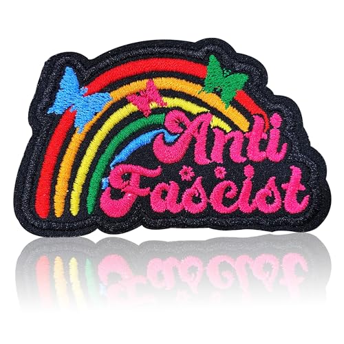 Antifaschistischer Aufnäher mit Regenbogen-LGBTQ-Schmetterling, 7,6 cm, zum Aufbügeln oder Aufnähen, bestickte Applikation, Stolzgleichheits-Patch für Jacken, Rucksäcke, Hüte, individuelles Antifaschistischer Aufnäher mit Regenbogen-LGBTQ-Schmetterling, 7,6 cm, zum Aufbügeln oder Aufnähen, bestickte Applikation, Stolzgleichheits-Patch für Jacken, Rucksäcke, Hüte, individuelles von MEIHKBEC