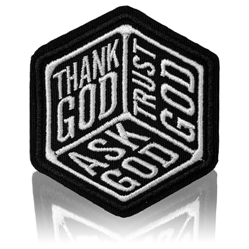Ask God Trust God Thank God Patch Religiöser christlicher Glaube bestickte Aufnäher für Rucksack, Hut, Jacken, zum Aufbügeln oder Aufnähen, Uniform, DIY-Stickerei, PVC-Flicken, Geschenk, Zubehör für von MEIHKBEC