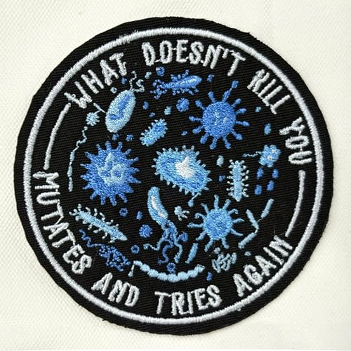 Aufnäher mit Aufschrift "What Doesnt Kill You Mutates and Tries Again", lustig, Wissenschaft, Mikrobiologie, bestickt, für Rucksack, Hut, Jacken, zum Aufbügeln oder Aufnähen, Uniform, DIY, Stickerei Aufnäher mit Aufschrift "What Doesnt Kill You Mutates and Tries Again", lustig, Wissenschaft, Mikrobiologie, bestickt, für Rucksack, Hut, Jacken, zum Aufbügeln oder Aufnähen, Uniform, DIY, Stickerei von MEIHKBEC
