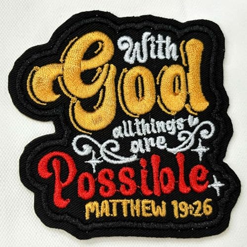 Aufnäher mit Aufschrift "With God All Things are Possible", motivierend, christlich, bestickt, für Rucksack, Hut, Jacken, zum Aufbügeln oder Aufnähen, Uniform, DIY, Stickerei, PVC-Flicken, Geschenk Aufnäher mit Aufschrift "With God All Things are Possible", motivierend, christlich, bestickt, für Rucksack, Hut, Jacken, zum Aufbügeln oder Aufnähen, Uniform, DIY, Stickerei, PVC-Flicken, Geschenk von MEIHKBEC