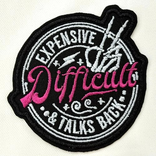 Expensive Difficult and Talks Back Patch Funny Skelett sarkastic Embroidered Patches for Backpack, Hat, Jackets, Iron On Sew On, Uniform DIY Embroidery PVC Patches Gift Accessories for Him Her 7,6 cm Expensive Difficult and Talks Back Patch Funny Skelett sarkastic Embroidered Patches for Backpack, Hat, Jackets, Iron On Sew On, Uniform DIY Embroidery PVC Patches Gift Accessories for Him Her 7,6 cm von MEIHKBEC