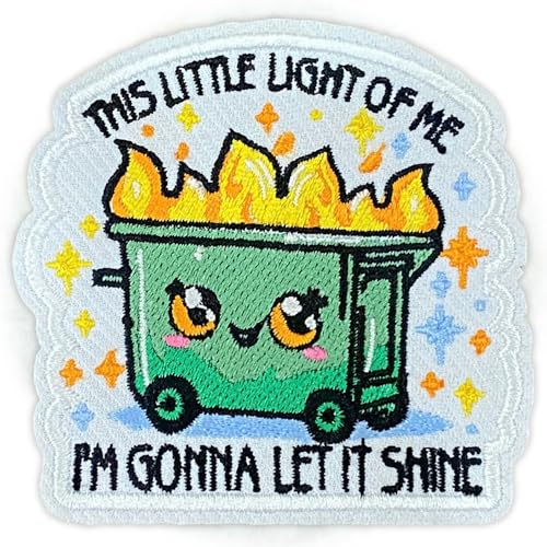 Lustiger Dumpster Fire Patch 7,6 cm, "This Little Light of Mine Angst", sarkastische bestickte Applikation, zum Aufbügeln oder Aufnähen, Meme-Patch für Jacken, Rucksäcke, Hüte, trendiges lustiges von MEIHKBEC