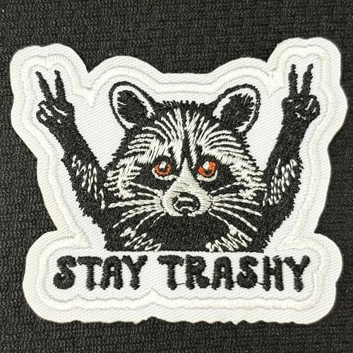 Stay Trashy Patch Funny Meme Raccoon Embroidered Patches for Backpack, Hat, Jackets, Iron On Sew On, Uniform DIY Embroidery PVC Patches Gift Accessories for Him Her 7,6 cm Stay Trashy Patch Funny Meme Raccoon Embroidered Patches for Backpack, Hat, Jackets, Iron On Sew On, Uniform DIY Embroidery PVC Patches Gift Accessories for Him Her 7,6 cm von MEIHKBEC