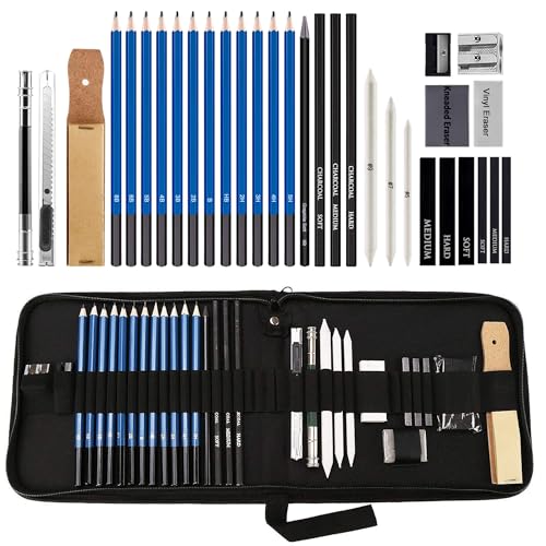 MEIJMJIA YMTECH 33-teiliges Zeichenstifte Set – Skizzieren & Zeichnen mit Bleistiften, Kohlestiften, Papierwischern, Radiergummis & Zubehör im Mäppchen für Anfänger & Künstler MEIJMJIA YMTECH 33-teiliges Zeichenstifte Set – Skizzieren & Zeichnen mit Bleistiften, Kohlestiften, Papierwischern, Radiergummis & Zubehör im Mäppchen für Anfänger & Künstler von MEIJMJIA