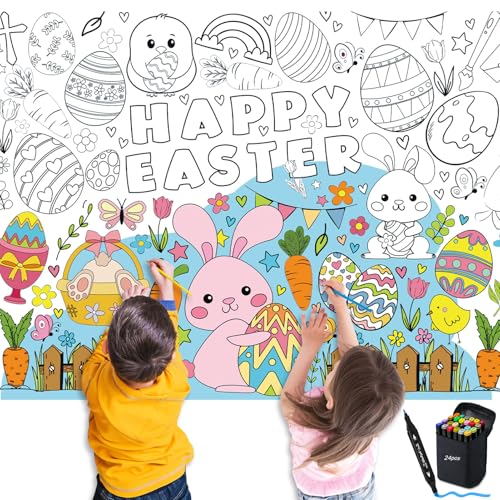 Ausmaltischdecke Kinder, 110x80 cm DIY Papier Tischdecke Ausmalen Ostern mit Schnell Trocknende Alkohol Marker 24 Farben, Motiv Kaninchen Ei Karotte, Spiele und Aktivitäten für Kinder, Mal Mich Bunt Ausmaltischdecke Kinder, 110x80 cm DIY Papier Tischdecke Ausmalen Ostern mit Schnell Trocknende Alkohol Marker 24 Farben, Motiv Kaninchen Ei Karotte, Spiele und Aktivitäten für Kinder, Mal Mich Bunt von MEIRRAI