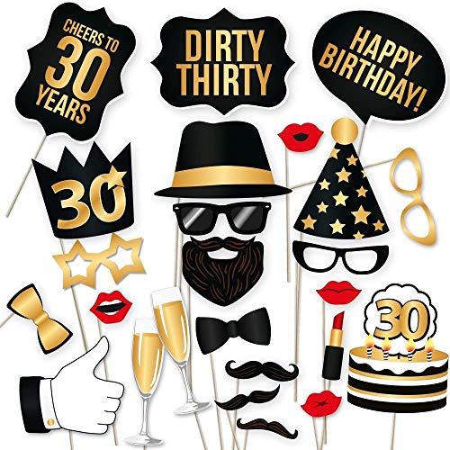 30 Geburtstag Foto Requisiten,Photo Booth Props Dekoration Accessoires,Geburtstagsfeier lustige Fotorequisiten,Party Requisiten Selfie Requisiten,Geburtstag Party Photo Booth Props (B) von MEISHANG