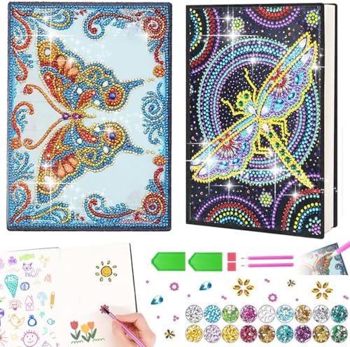 MEISO A5 Notizbuch Diamantmalerei, Basteln Mädchen 7 8 9 10 11 Jahre, 5D DIY Diamond Pasted Painting Notebook Kits, für Kinder und Erwachsene Anfänger, Kreatives Geburtstagsgeschenk von MEISO