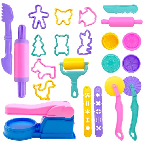 MEIYAXINWIN 22-Teiliges Knetwerkzeug Set, Knete Zubehör, DIY Kreatives Knetmasse Modellierwerkzeug, Plasticine Knetzubehör, Geschenk-Set Knetmaschine für Jungen und Mädchen von MEIYAXINWIN
