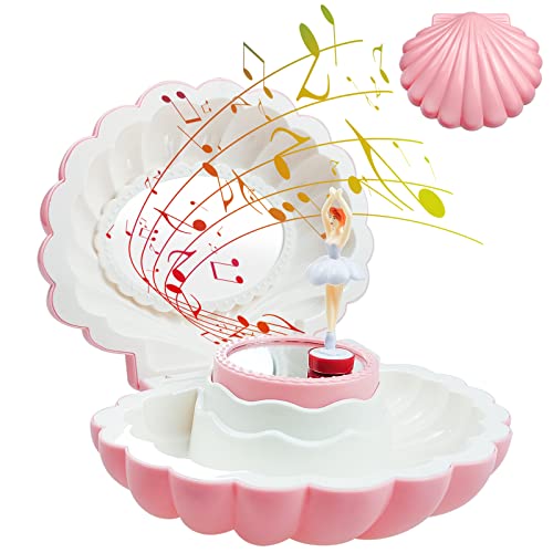 MEIYAXINWIN Ballerina Spieluhr Mit Spiegel, Schale Spieluhr Schmuckkästchen Kinder Schmuckschatulle Mit Melodie Geburtstag Geschenke Für Mädchen (Pink) von MEIYAXINWIN