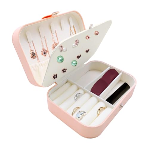 Schmuckkästchen Klein, Schmuckaufbewahrung Reise Schmuckschatulle für Mädchen Damen Tragbares Schmuckkasten Schmuck Reiseetui für Aufbewahrung Organizer Ohrringe, Ohrstecker, Ringe, Halsketten von MEIYAXINWIN