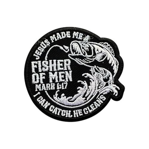 MEIYSTICK Aufnäher mit Aufschrift "Jesus Made Me A Fisherman", für Kleidung, Rucksäcke, Hüte, Jeans, Taschen, religiöse Größe, 7,6 cm, zum Aufbügeln oder Aufnähen, Applikation, Stickerei-Aufnäher MEIYSTICK Aufnäher mit Aufschrift "Jesus Made Me A Fisherman", für Kleidung, Rucksäcke, Hüte, Jeans, Taschen, religiöse Größe, 7,6 cm, zum Aufbügeln oder Aufnähen, Applikation, Stickerei-Aufnäher von MEIYSTICK
