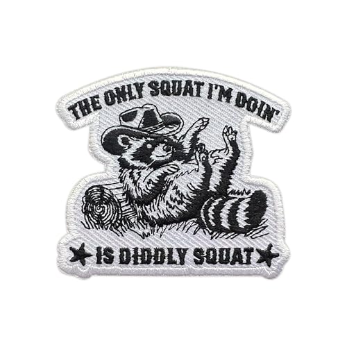 MEIYSTICK Aufnäher mit Aufschrift "The Only Squat I'm Doing is Didly", für Kleidung, Rucksäcke, Hüte, Jeans, Taschen, Cowboy-Waschbär, Größe 7,6 cm, zum Aufbügeln oder Aufnähen, sarkastische MEIYSTICK Aufnäher mit Aufschrift "The Only Squat I'm Doing is Didly", für Kleidung, Rucksäcke, Hüte, Jeans, Taschen, Cowboy-Waschbär, Größe 7,6 cm, zum Aufbügeln oder Aufnähen, sarkastische von MEIYSTICK