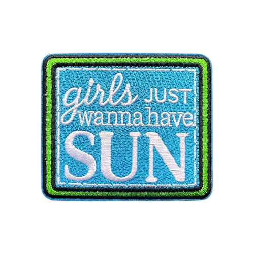 MEIYSTICK Bestickter Aufnäher mit Aufschrift "Girls Just Wanna Have Sun", für Kleidung, Rucksäcke, Hüte, Jeans, Taschen, Sommermädchen, Größe 7,6 cm, Bügelbild oder Aufnäher, Applikation MEIYSTICK Bestickter Aufnäher mit Aufschrift "Girls Just Wanna Have Sun", für Kleidung, Rucksäcke, Hüte, Jeans, Taschen, Sommermädchen, Größe 7,6 cm, Bügelbild oder Aufnäher, Applikation von MEIYSTICK