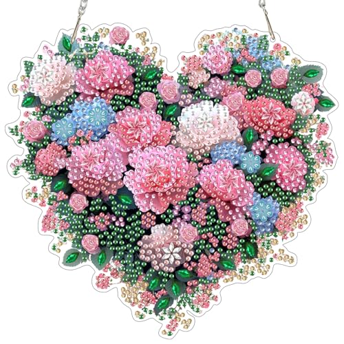 MEIYUDA 5D Diamond Painting Anhänger Erwachsene Kinder Blume in Herzform, Sonnenfänger Fensterbilder DIY Set Lichtfanger, Malerei Kristall Diamond Painting Set Erwachsene für Home Wand Décor MEIYUDA 5D Diamond Painting Anhänger Erwachsene Kinder Blume in Herzform, Sonnenfänger Fensterbilder DIY Set Lichtfanger, Malerei Kristall Diamond Painting Set Erwachsene für Home Wand Décor von MEIYUDA