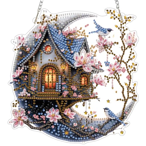 MEIYUDA 5D Diamond Painting Anhänger Erwachsene Kinder Haus auf dem Mond, Sonnenfänger Fensterbilder DIY Set Lichtfanger, Malerei Kristall Diamond Painting Set Erwachsene für Home Wand Décor MEIYUDA 5D Diamond Painting Anhänger Erwachsene Kinder Haus auf dem Mond, Sonnenfänger Fensterbilder DIY Set Lichtfanger, Malerei Kristall Diamond Painting Set Erwachsene für Home Wand Décor von MEIYUDA