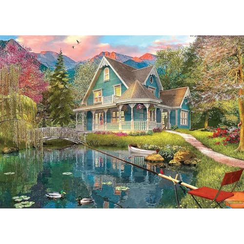 MEIYUDA 5D Diamond Painting Bilder Erwachsene Kinder Altersheim Lakeside, Diamant Painting Bilder Diy Set Bild, Malerei Kristall Diamond Painting Set Erwachsene für Home Wand Décor 40x30cm von MEIYUDA