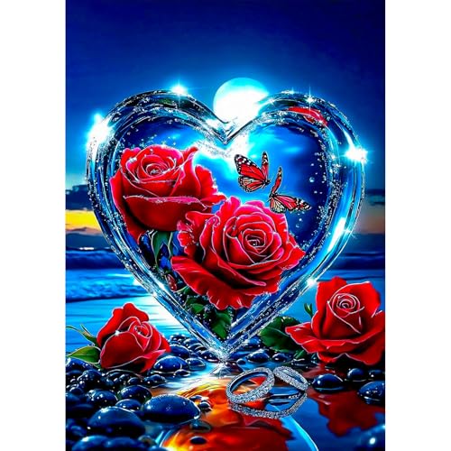 MEIYUDA 5D Diamond Painting Bilder Erwachsene Kinder Rose, Seaside Diamant Painting Bilder Diy Set Bild, Malerei Kristall Diamond Painting Set Erwachsene für Home Wand Décor 30x40cm von MEIYUDA