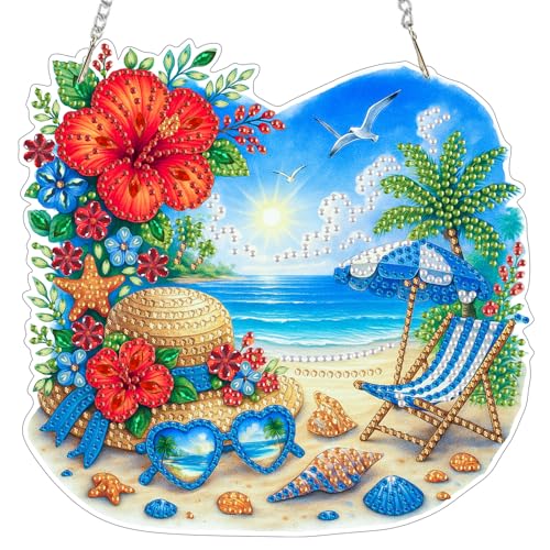 MEIYUDA Diamond Painting Erwachsene Anhänger Strand Urlaub, 5D DIY Fensterbilder Diamond Painting Set Sonnenfänger, Lichtfanger Bastelset Erwachsene Kinder Malerei für Home Wand Décor MEIYUDA Diamond Painting Erwachsene Anhänger Strand Urlaub, 5D DIY Fensterbilder Diamond Painting Set Sonnenfänger, Lichtfanger Bastelset Erwachsene Kinder Malerei für Home Wand Décor von MEIYUDA