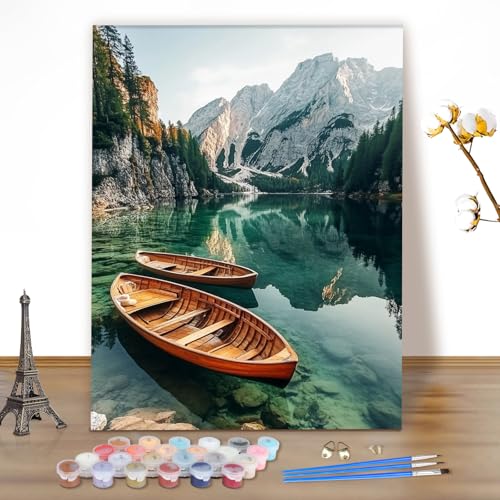 MEIYUDA Malen Nach Zahlen Erwachsene, DIY Set Erwachsene Boot Bastelset Landschaft, 3 Pinsels Und Acrylfarbe DIY Handgemalt öLgemäLde Kit Als Geschenk und Home Haus Deko 40x50cm(Ohne Rahmen) von MEIYUDA