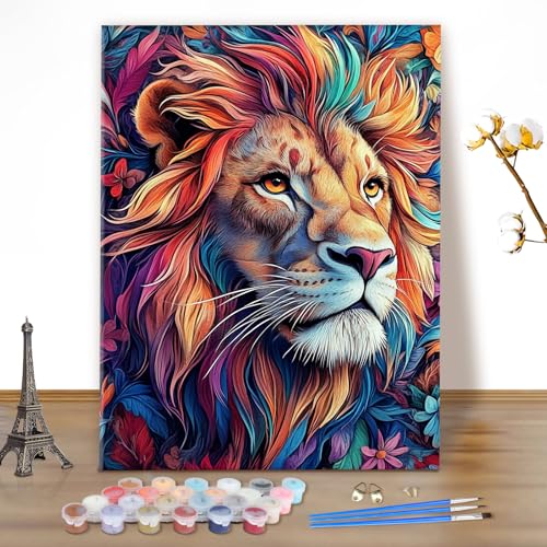 MEIYUDA Malen Nach Zahlen Erwachsene, DIY Set Erwachsene Tier Bastelset Löwe, 3 Pinsels Und Acrylfarbe DIY Handgemalt öLgemäLde Kit Als Geschenk und Home Haus Deko 40x50cm(Ohne Rahmen) von MEIYUDA