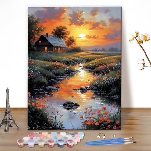 MEIYUDA Malen Nach Zahlen Erwachsene, Diy Set Erwachsene Sonnenuntergang im Grünen Bastelset, 3 Pinsels Und Acrylfarbe Diy Handgemalt öLgemäLde Kit Als Geschenk und Home Haus Deko 40x50cm(Ohne Rahmen) MEIYUDA Malen Nach Zahlen Erwachsene, Diy Set Erwachsene Sonnenuntergang im Grünen Bastelset, 3 Pinsels Und Acrylfarbe Diy Handgemalt öLgemäLde Kit Als Geschenk und Home Haus Deko 40x50cm(Ohne Rahmen) von MEIYUDA