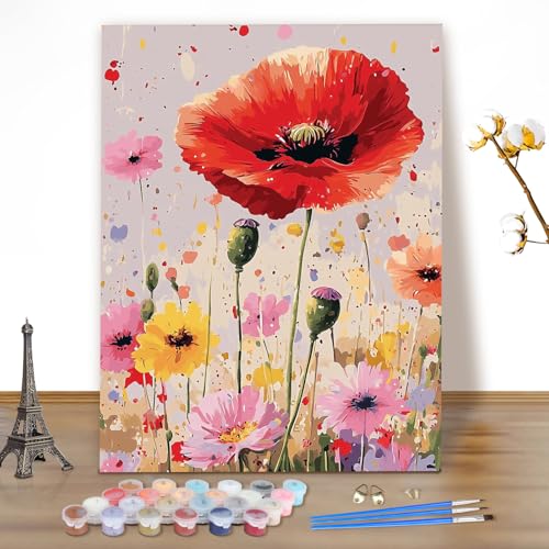 MEIYUDA Malen Nach Zahlen Erwachsene Blumen, DIY Digitales Ölgemälde-Set auf Leinwand, Artwork für Heimdekoration Geschenk 40x50cm(Ohne Rahmen) von MEIYUDA