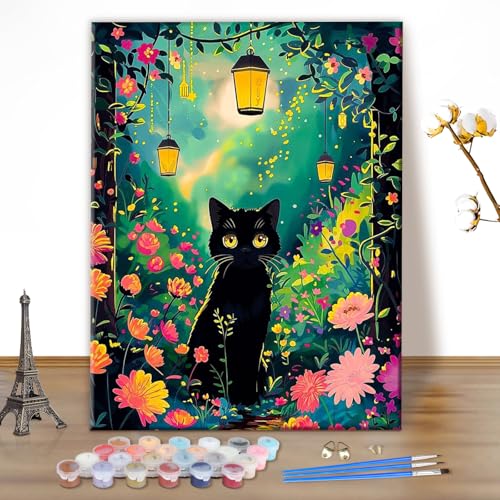 MEIYUDA Malen Nach Zahlen Erwachsene Katze, Landschaft DIY Digitales Ölgemälde-Set auf Leinwand mit Pinseln und Acrylpigment Bastelset, Artwork für Heimdekoration Geschenk 40x50cm(Ohne Rahmen) von MEIYUDA