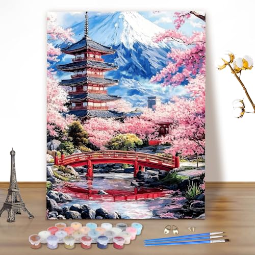 MEIYUDA Malen Nach Zahlen Erwachsene Landschaft, DIY Blumen Digitales Ölgemälde-Set auf Leinwand mit Pinseln und Acrylpigment Bastelset, Artwork für Heimdekoration Geschenk 40x50cm(Ohne Rahmen) von MEIYUDA