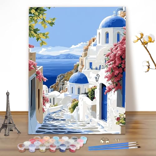 MEIYUDA Malen Nach Zahlen Erwachsene Landschaft, Paint by Numbers Bastelset Malen Nach Zahlen, DIY Handgemalt Ölgemälde Leinwand für Home Décor 40x50cm(Ohne Rahmen) von MEIYUDA