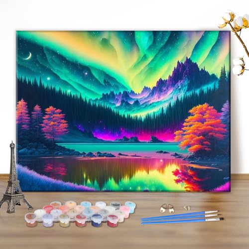 MEIYUDA Malen Nach Zahlen Erwachsene Landschaft, Paint by Numbers Bastelset Malen Nach Zahlen, DIY Set mit Pinseln und Acrylfarben Handgemalt Ölgemälde Leinwand für Home Décor 50x40cm(Ohne Rahmen) von MEIYUDA